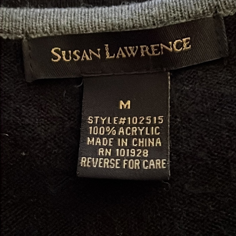 Susan Lawrence Sz M 100% acrylic sweater dress black gray edges - Picture 7 of 7